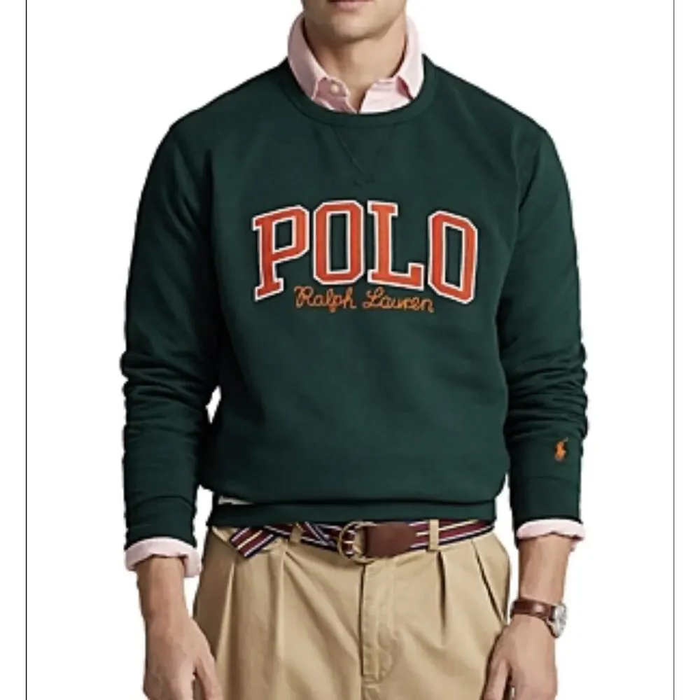 Polo Ralph Lauren Dark Green Orange CORDUROY LOGO Sweatshirt Men's XL PONY